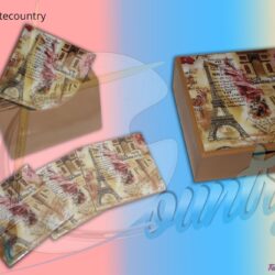 Juego de Caja de Servilletas con Portavasos x4