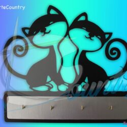 Perchero de Pareja de Gatos